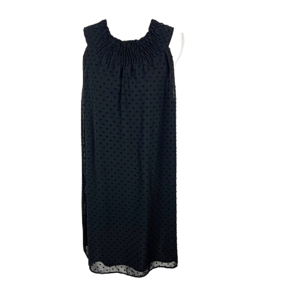 Zara Dress Women Large Black Textured Sleeveless Mock Neck Solid Casual